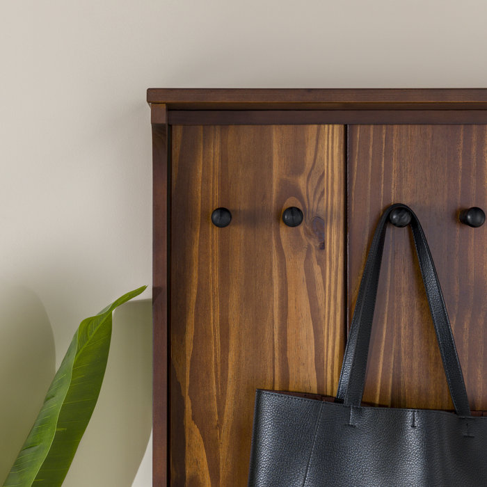 Corrigan Studio® Malena Pine Solid Wood Hall Tree with Bench and Shoe